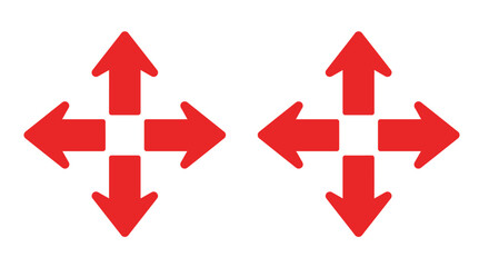 Two sets of red arrows pointing in all four cardinal directions