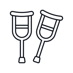 Crutch  icon with white background vector stock illustration