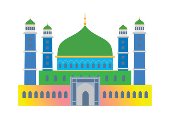 Naklejka premium Flat Islamic Mosque building. For diagrams, map, infographics, illustration, and other graphic related assets