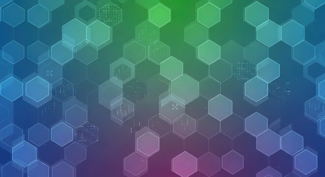 Abstract Hexagonal Network Structure Background With Gradient Colors And Light Effects