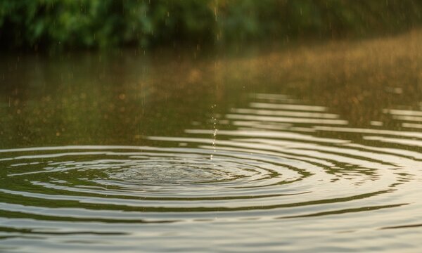 Ripples on a pond, water droplet splash