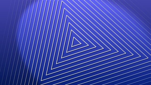 Abstract blue and white triangle line pattern animation with geometric symmetry and futuristic digital motion