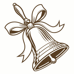 Brown bell with ribbon bow vector graphic icon