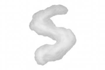 White fluffy letter s forming soft typography