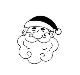 Cute Santa Claus face line art illustration. Minimal and cheerful holiday character representing joy, kindness, and celebration.