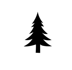Minimal pine tree silhouette, clean line art Christmas tree design representing winter, celebration, and festive spirit.
