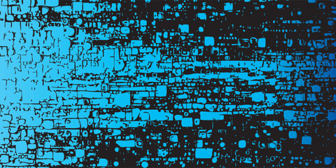 Abstract digital glitch pattern with vibrant blue and black hues.