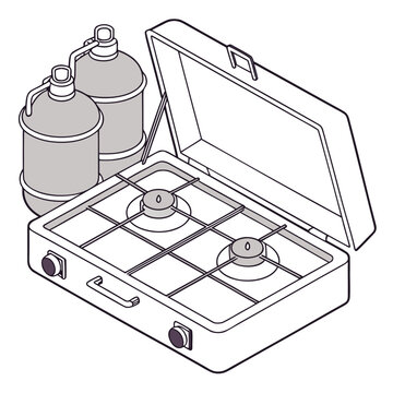 camping stove with gas canisters clip art preview