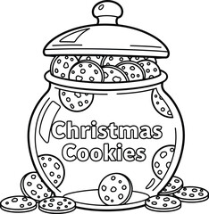 Christmas Cookies Jar Coloring Page Outline Vector