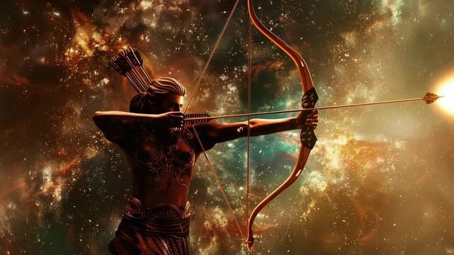 Abstract composition with concept of Sagittarius zodiac sign symbol