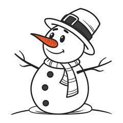 Cute snowman with carrot nose and striped scarf winter 2