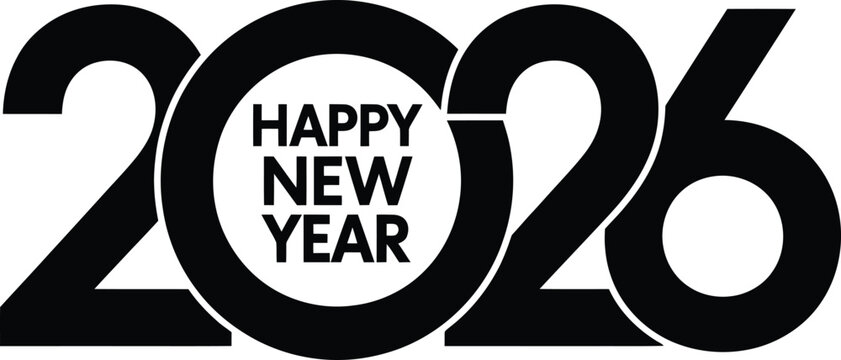 Happy new year 2026 bold text design celebrating upcoming festive occasion vector