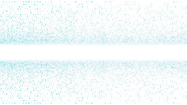 Blue animated background frame of dots and molecules. Chaotically moving particles and stripes. Digital network. Energy field. Cosmic path. 4K screensaver, logo, business intro, promo.