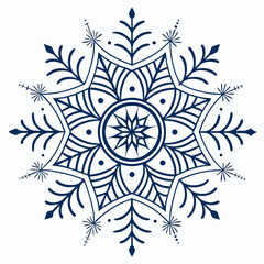 Dark blue snowflake mandala geometric pattern vector