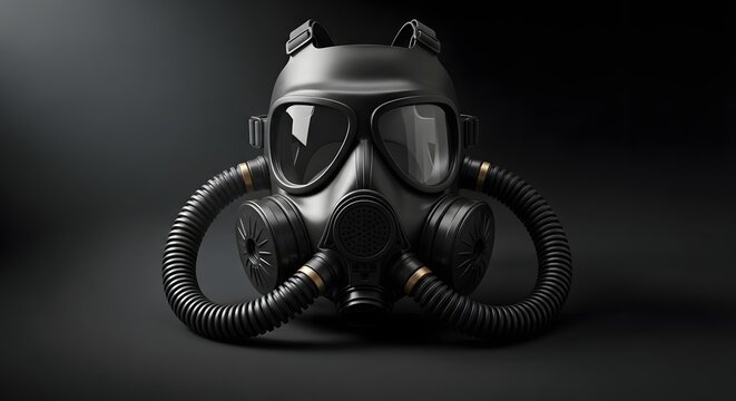 Futuristic gas mask with breathing tubes for sci-fi and post-apocalyptic design concepts