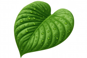 Green tropical leaf with water drops providing vibrant natural freshness, hydration, and ecological health on transparent background