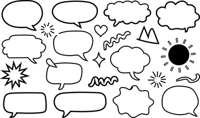 Fototapeta premium Collection of Hand Drawn Speech Bubbles and Design Elements Vector