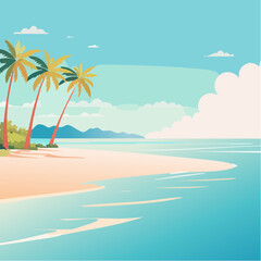 Tropical beach with palm trees and calm ocean