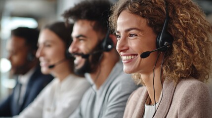 Medium shot showcasing a dynamic team of multilingual agents collaboratively managing ondemand language support through a poolbased system.