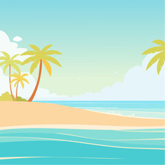 Tropical beach scene with palm trees and turquoise water
