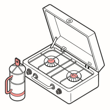 camping stove and gas canister outline clip art preview