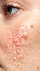 Fototapeta premium Eczema close up skin: Close up of skin affected by eczema evokes discomfort and irritation, highlighting need for specialized dermatological care
