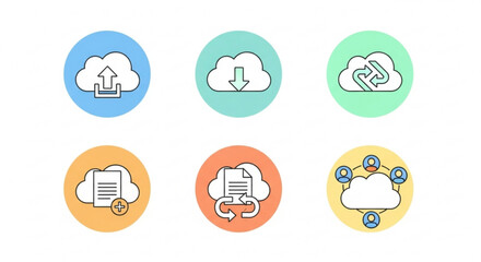 Cloud computing icons in flat design style a set of vector icons related to cloud storage and services