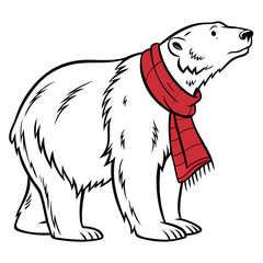 Polar bear wearing red scarf vector illustration animal 2