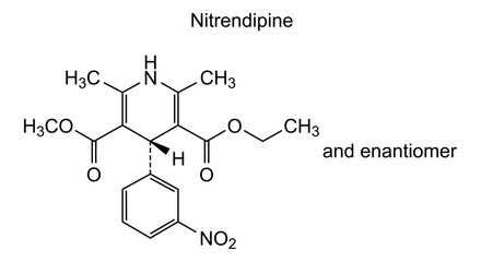 Nitrendipine, chemical structure of nitrendipine, drug substance