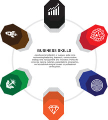 Business Skills Concept Infographic with Hexagonal