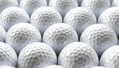Close-up view of many golf balls