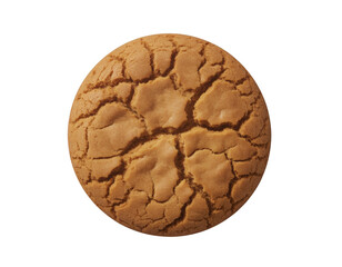 Round cracked cookie isolated on white background  
