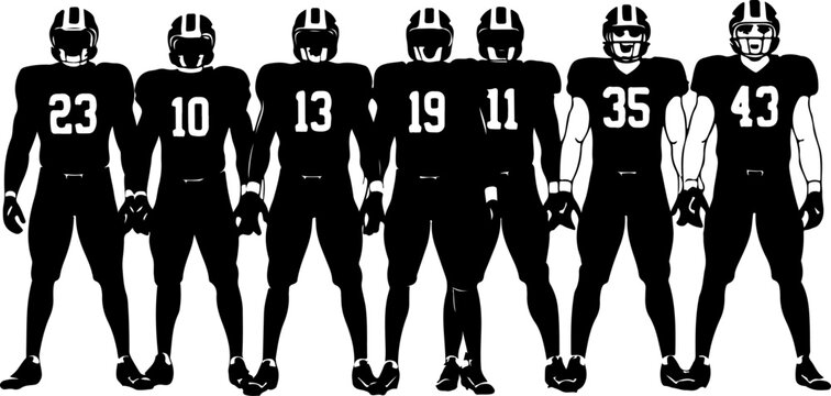 American Football Team Silhouette Bundle Illustration 