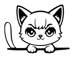 Sassy Cat Kitten Peeking Over Edge Determined Stare Cute