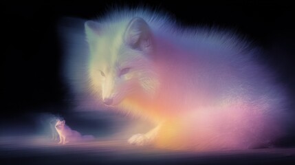 Ethereal foxes glowing with supernatural light
