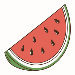 Watermelon slice icon bright red and green flat vector