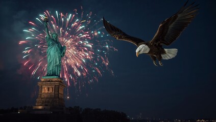 Amerigan and statue of liberty