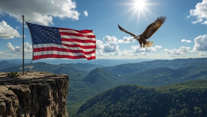 american flag and eagle