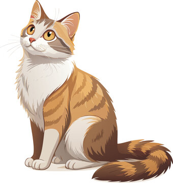 Cute Realistic Cat Vector Illustration