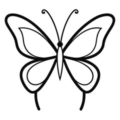 Elegant Butterfly Line Art Vector on White Background