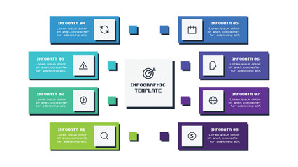 Creative concept for infographic with 8 steps, options, parts or processes.