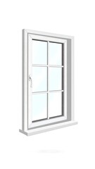 White window with multiple panes, 3D render
