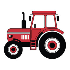 Dark Red Farm Tractor Machine Agriculture Equipment Silhouette Isolated Farming Rural Transport Vehicle Countryside Transportation