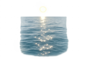Sun sparkling on calm sea water surface