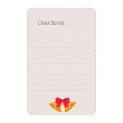 Christmas letter to santa stationery with golden bells and red bow festive holiday note paper template