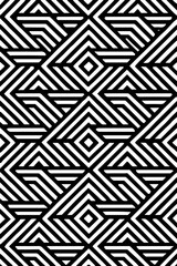 Black and white geometric diamond pattern with repeating lines