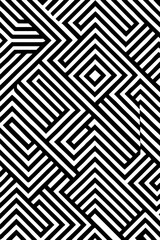 Abstract black and white geometric maze pattern