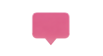 A simple pink speech bubble icon on a black background