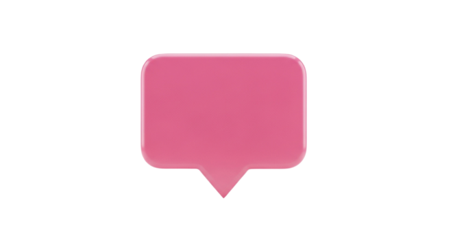 A simple pink speech bubble icon on a black background