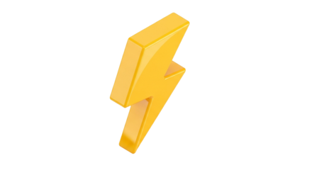 Bright yellow origami lightning bolt on a black background